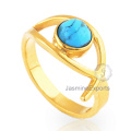 Fornecedor de atacado para o Arizona Turquoise Gemstone 18k Gold Silver Ring